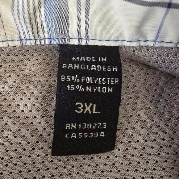 WRANGLER MENS FISHING SHIRT SHORT SLEEVE BLUE WHITE PLAID SIZE 3XL EUC - Picture 2 of 7